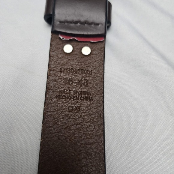 Dickies Genuine Leather Work Belt Silver Tone Buckle Closure Brown Size XL 46-48 - Picture 2 of 3